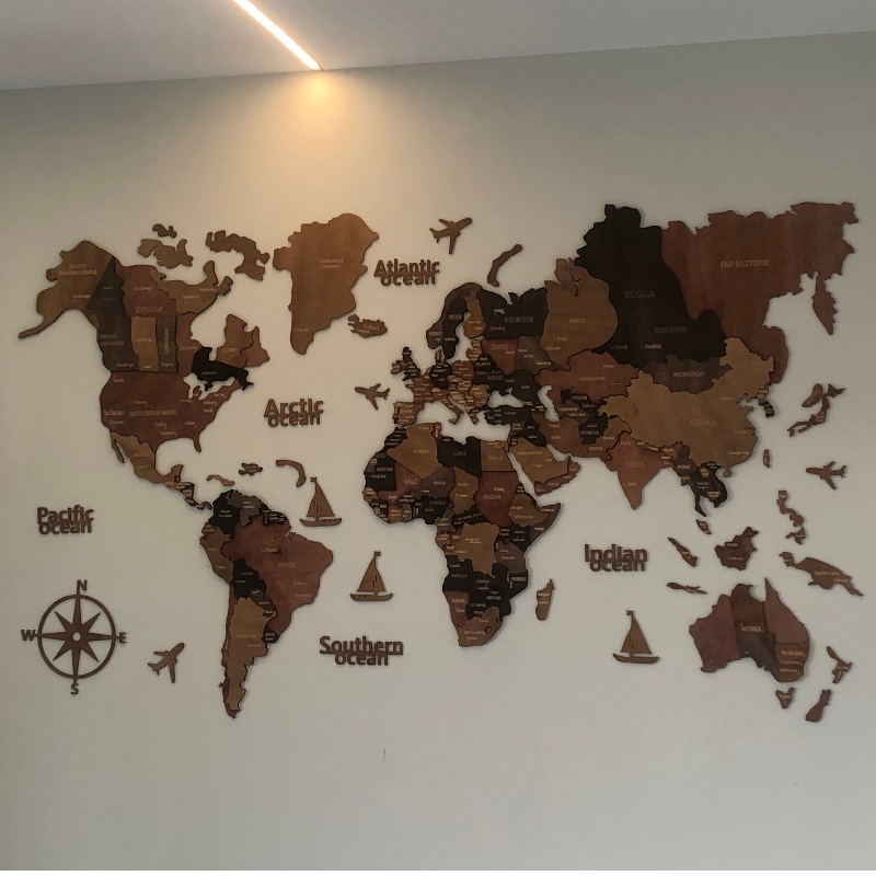 3D Wood World Map